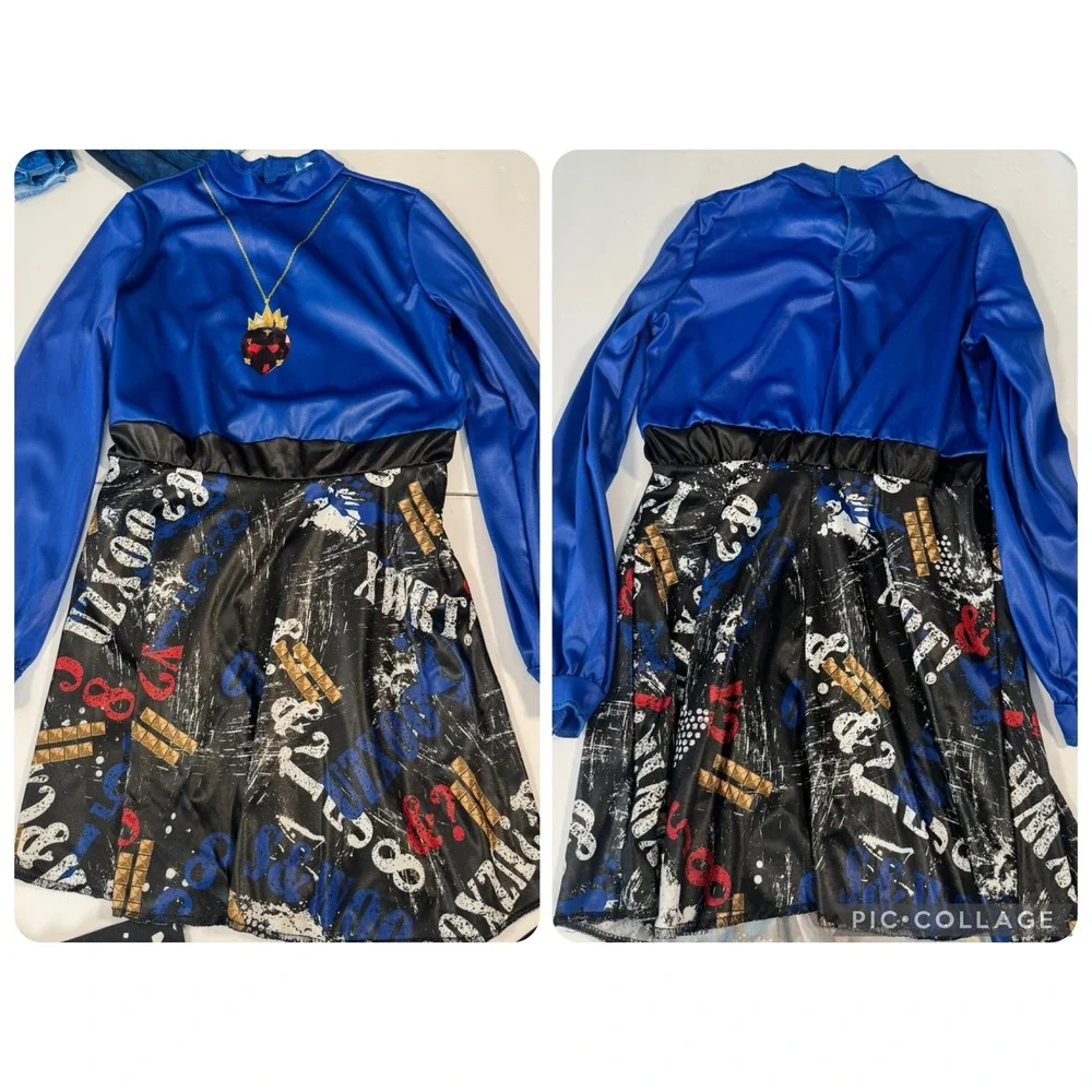 Disney Descendants Evie Deluxe Costume Kids Size 7-8 Jacket Dress Leggings Set